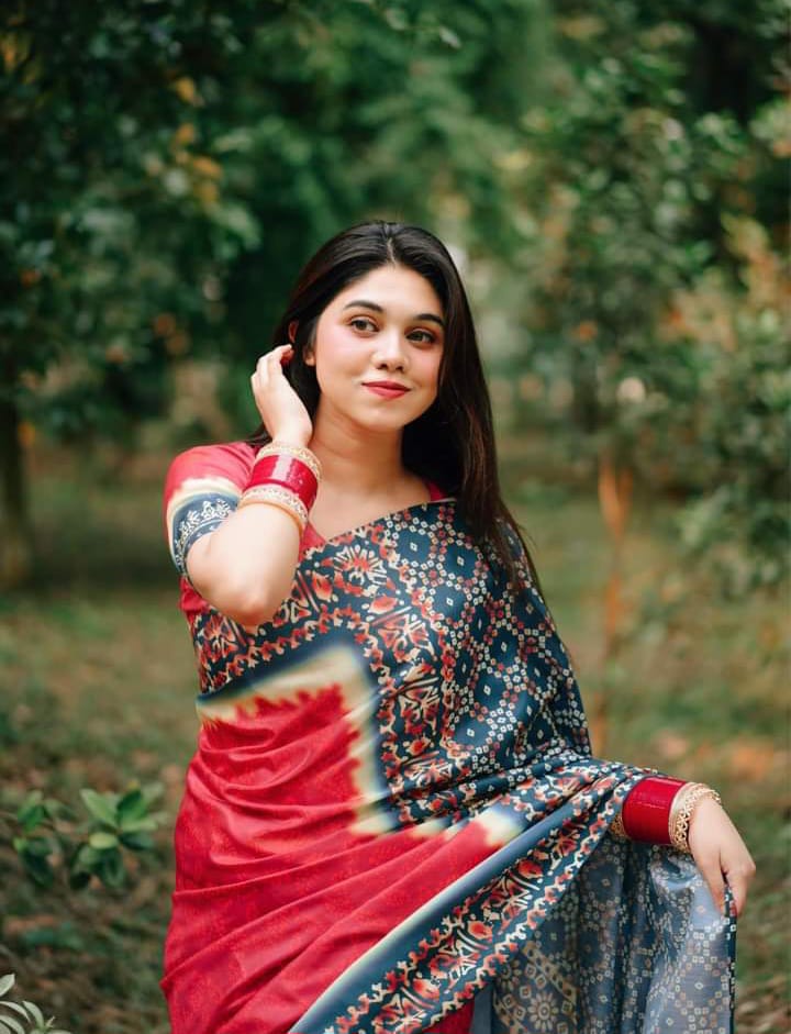 বাটিক সিল্ক সেমি মসলিন শাড়ি-Batik saree