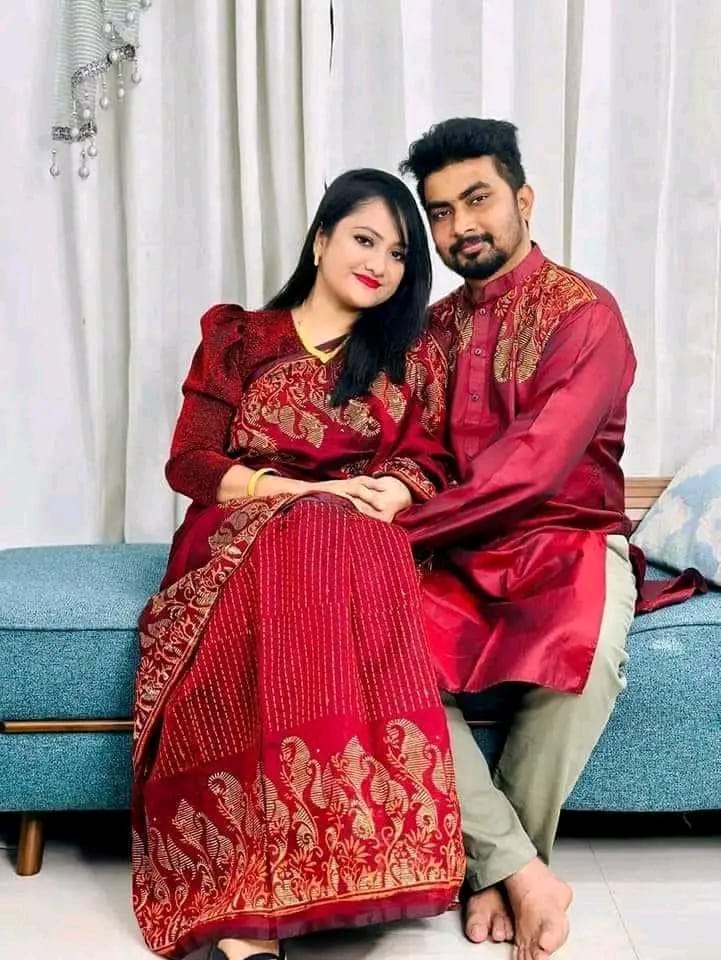 MEROON COLOUR SKIN PRINTED SARI WITH PANJABI-MEROON_01