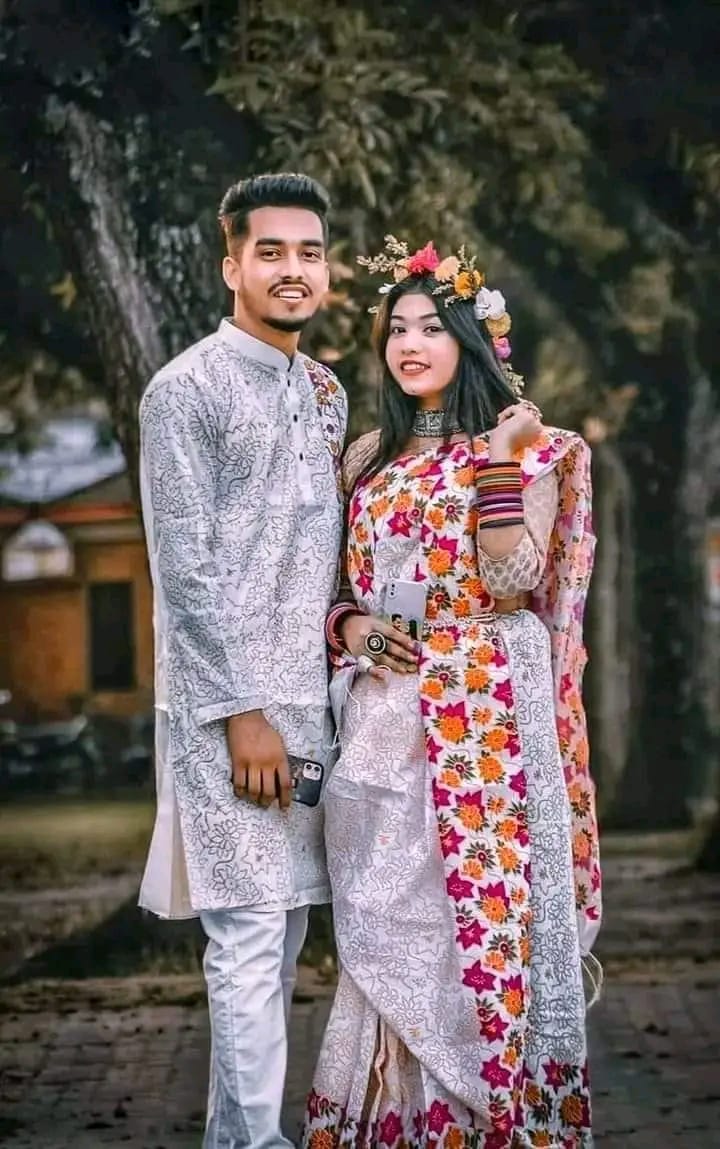 WHITE COLOUR SKIN PRINTED SARI WITH PANJABI-WHITE_01