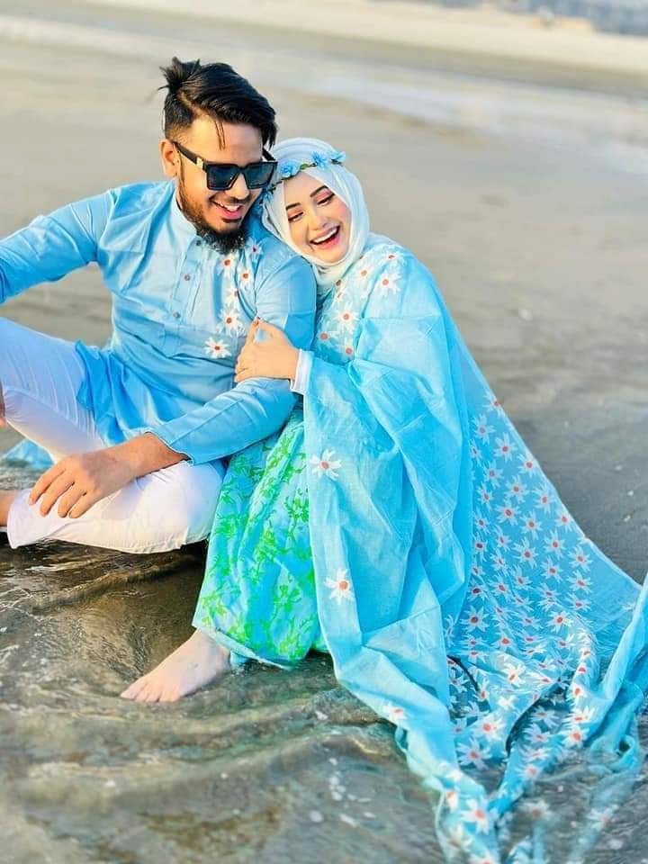 SkY COLOUR SKIN PRINTED SARI WITH PANJABI-SKY01