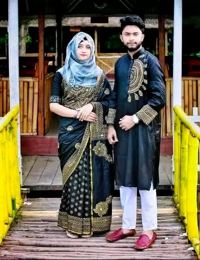 BLACK COLOUR SKIN PRINTED SARI WITH PANJABI-BLACK08